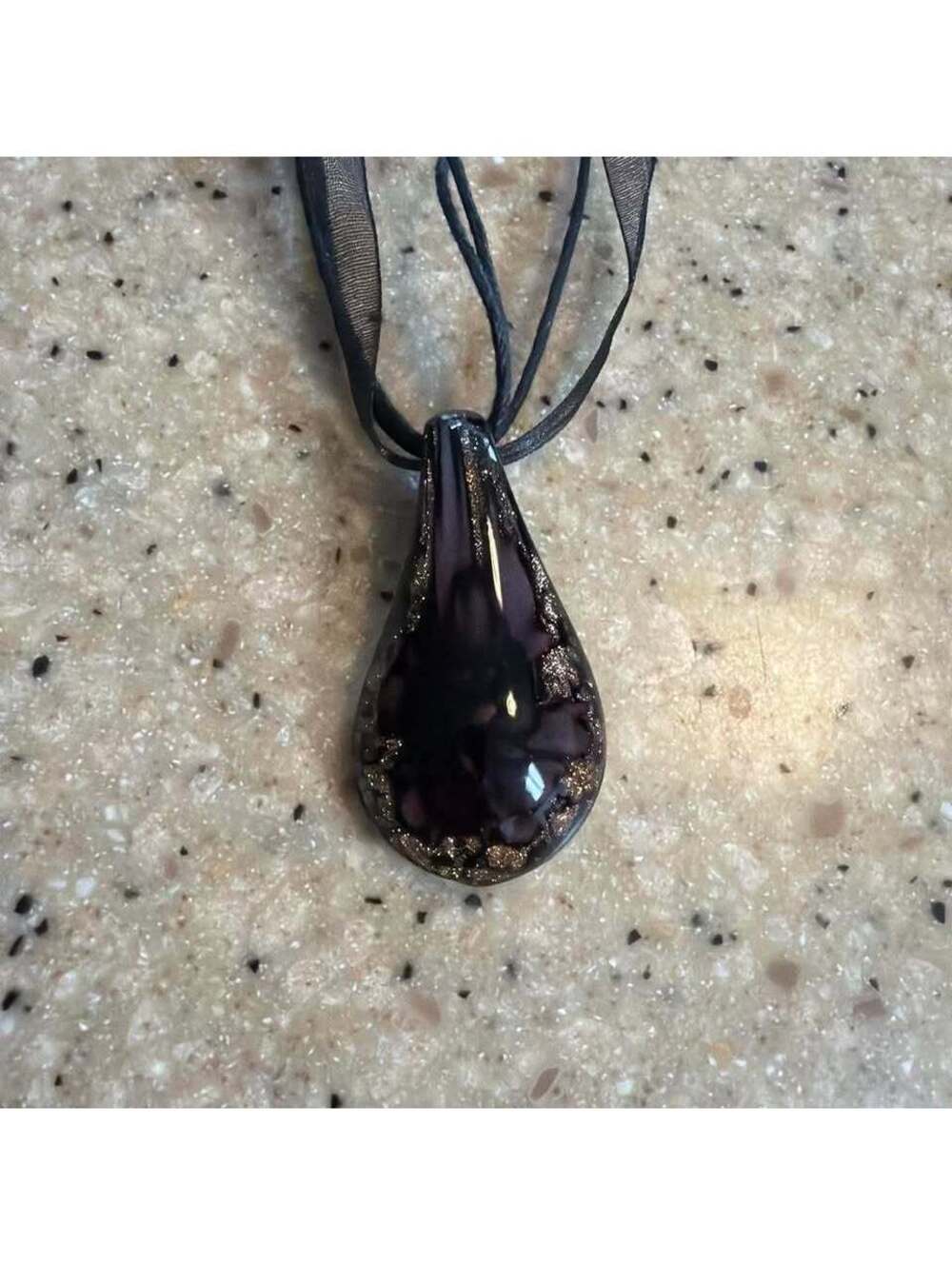 Glass Teardrop Pendant Necklace